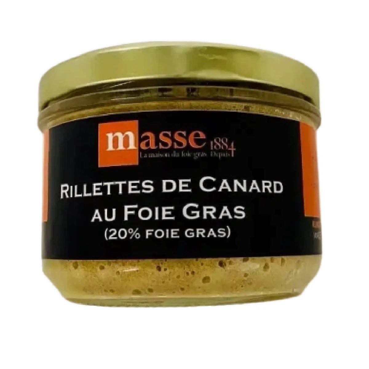Duck rillettes with 20% foie gras, creamy and flavorful. Perfect for appetizers on country-style bread or with salad.