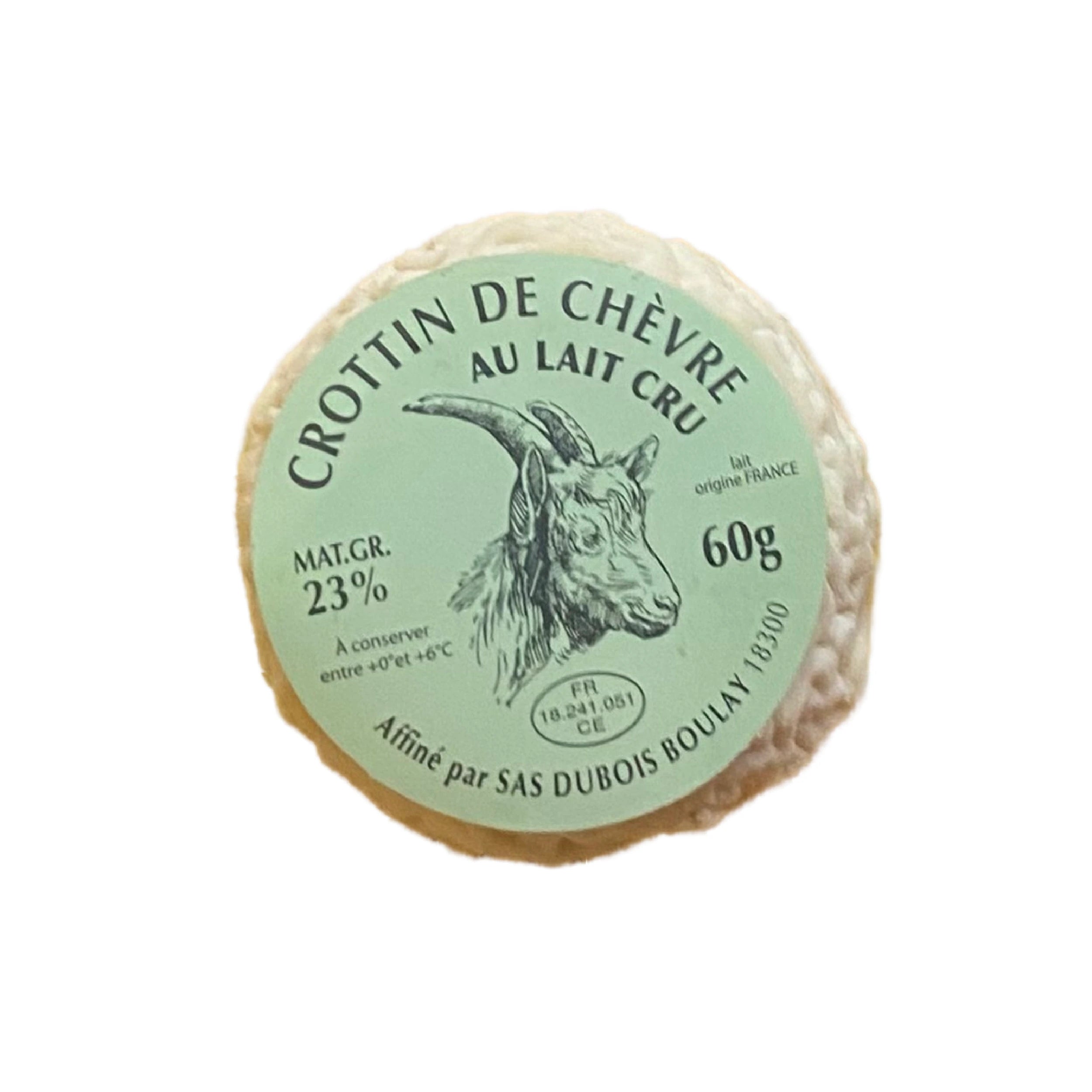 Crottin de Chèvre Blanc is a classic French goat cheese known for its distinctive characteristics and rich flavor profile. Typically shaped into small cylindrical forms weighing between 60 and 90 grams, this cheese is made from raw goat's milk and is celebrated for its creamy texture and tangy taste.