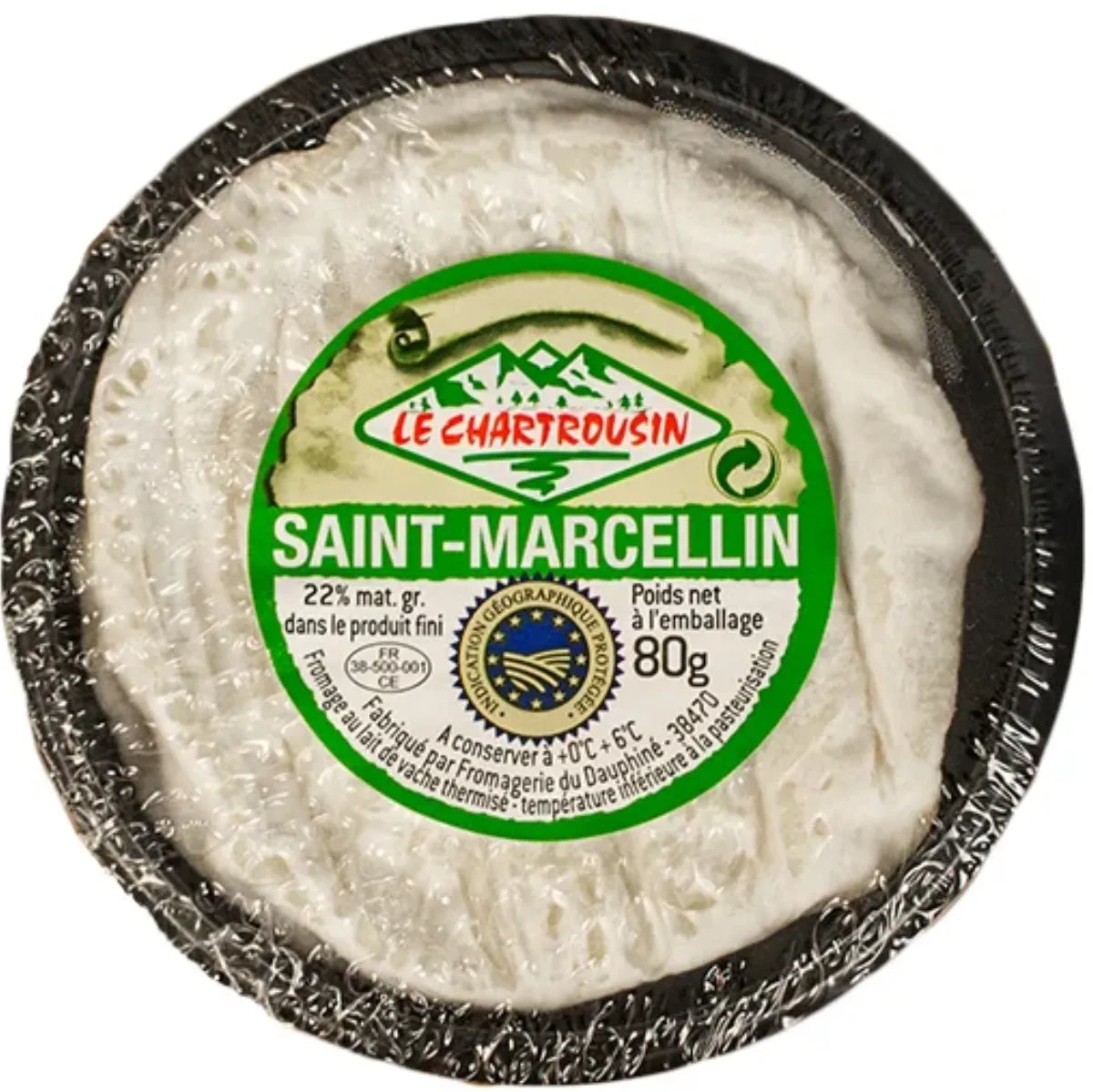 Creamy Saint-Marcellin IGP cheese in a ceramic cup, showcasing its bloomy rind and soft, indulgent texture — a French artisanal delicacy