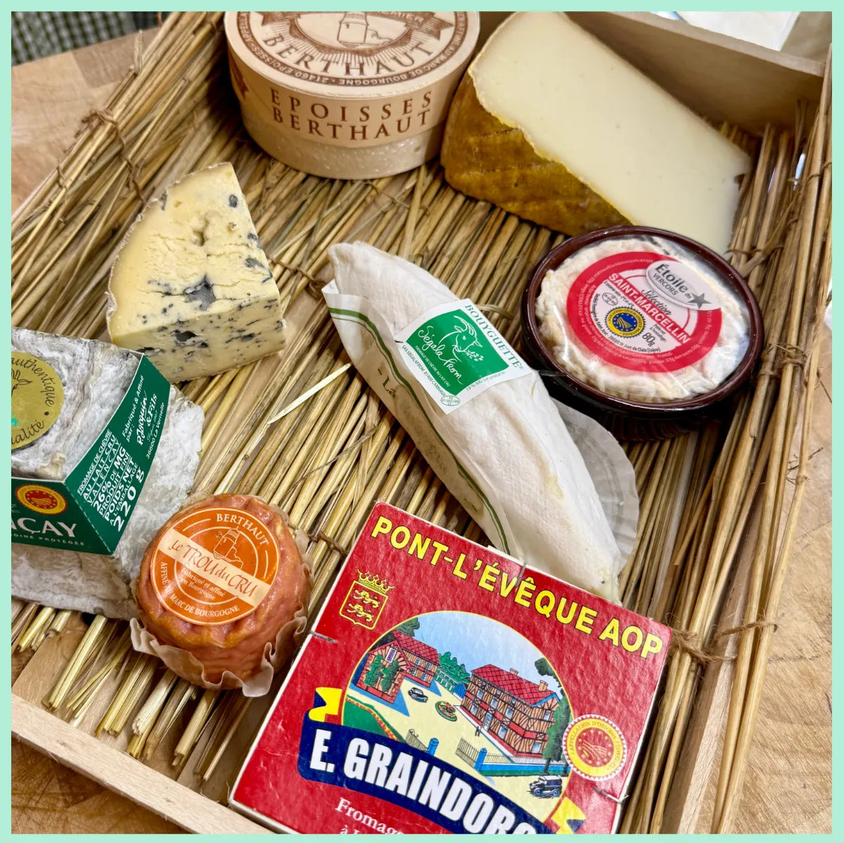 Exquisite French Cheese Platter
Indulge in a curated selection of the finest French cheeses, expertly crafted from goat, cow, and sheep milk. This refined platter combines a variety of textures and flavors — from the soft, herb-infused Bouyguette to the bold and creamy Époisses. Whether you're savoring the smooth, tangy Valençay or the rich, nutty Ossau-Iraty, each cheese offers a distinct taste experience. Perfect for gatherings, this platter is designed to delight your taste buds and impress your guests.