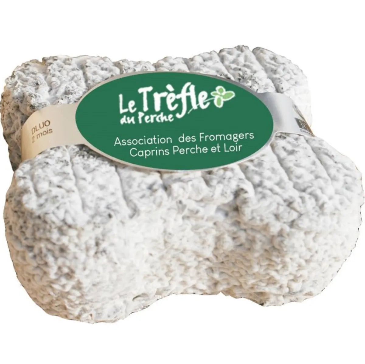 Trèfle du Perche goat cheese, delicately shaped like a clover, offers a creamy texture and fresh, nutty flavors. Ideal for cheese boards and wine pairings.