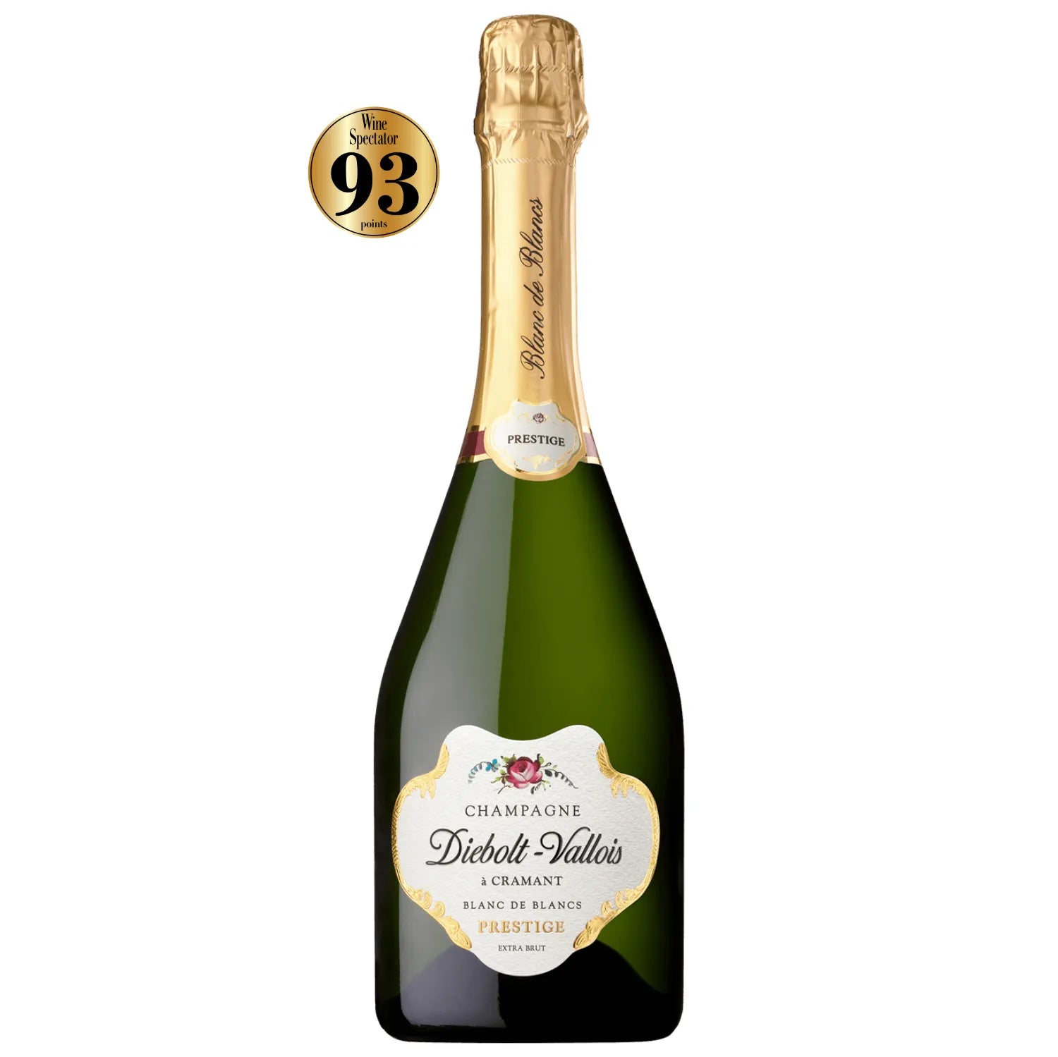The Blanc de Blancs Prestige from Champagne Diebolt-Vallois is a stellar example of a Grand Cru champagne crafted exclusively from 100% Chardonnay grapes. Sourced from the esteemed vineyards in Cramant, Chouilly, Oger, and Le Mesnil-sur-Oger, this champagne showcases the pure expression of the Côte des Blancs terroir.