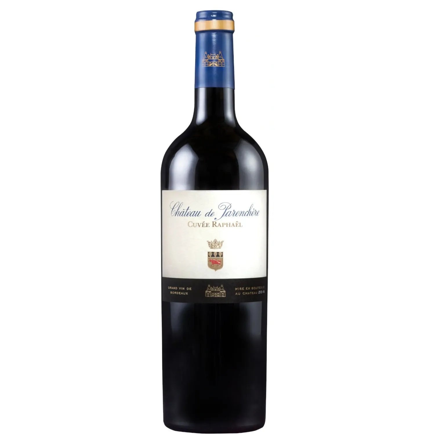 A bottle of Cuvée Raphaël 2019 from Château de Parenchère, an elegant and dense Bordeaux Supérieur with rich flavors of dark fruits and sophisticated tannins, aged in oak barrels for added complexity. Château de Parenchère has a long-standing reputation for producing high-quality wines, and the Cuvée Raphaël 2019 is no exception. This wine is a testament to the estate's commitment to excellence and its dedication to traditional winemaking techniques, combined with modern innovations.