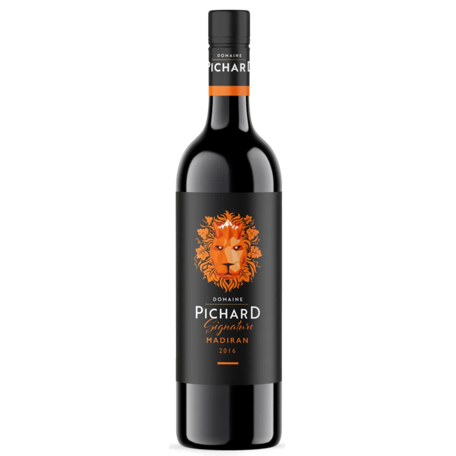The "Signature" 2016 from Domaine Pichard is an exquisite Madiran wine presented in an elegant 0.75L bottle. The bottle features a sleek design with a deep punt and a high-quality cork closure, emphasizing the premium nature of the wine. The label is minimalist yet sophisticated, reflecting the wine's rich heritage and meticulous craftsmanship. Inside, this full-bodied and richly aromatic wine is crafted from a blend of Tannat and Cabernet Franc grapes.
