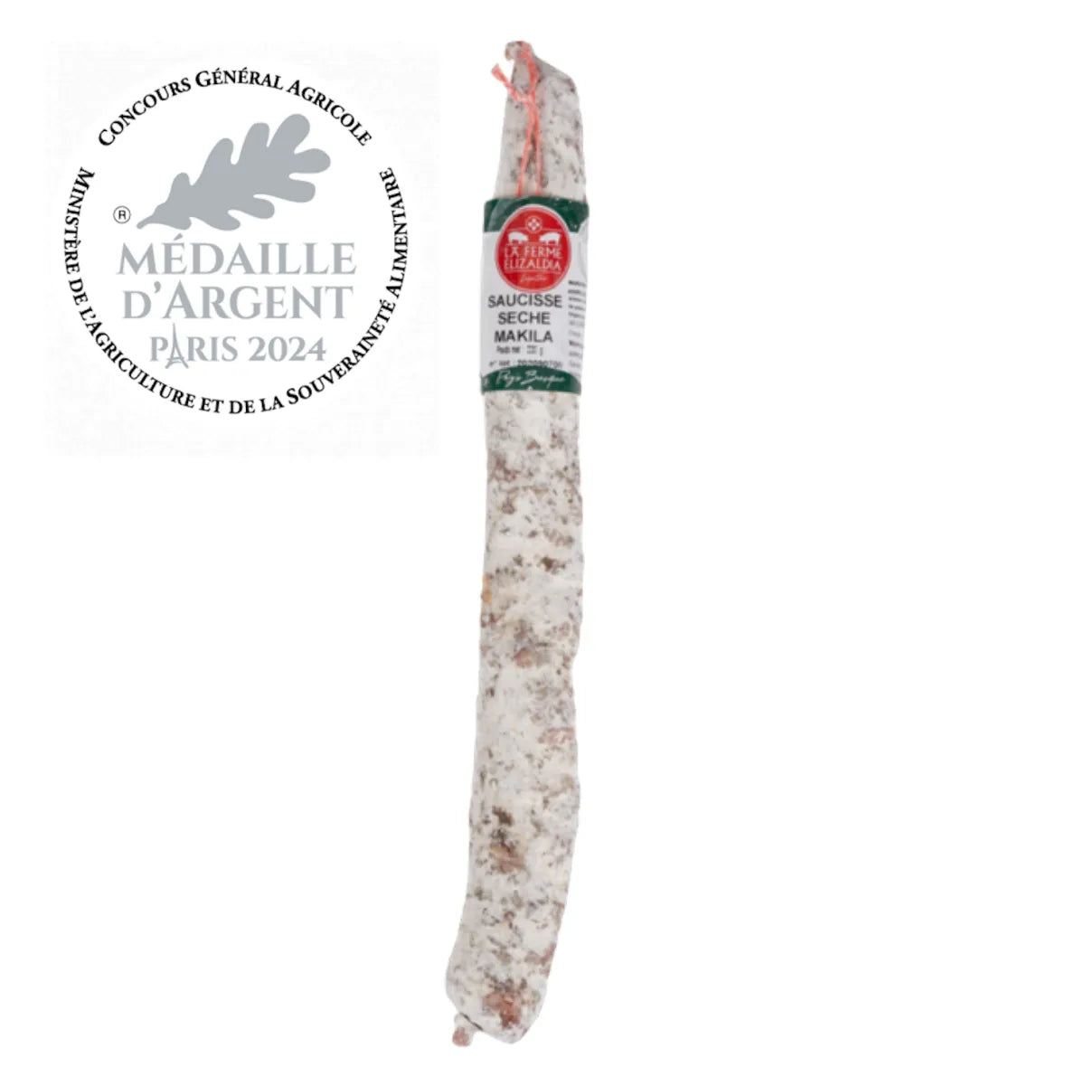 Authentic Basque dry sausage slices from Elizaldia Farm. Artisanal 100% pork product with firm texture and intense flavor. Gourmet appetizer for charcuterie boards.