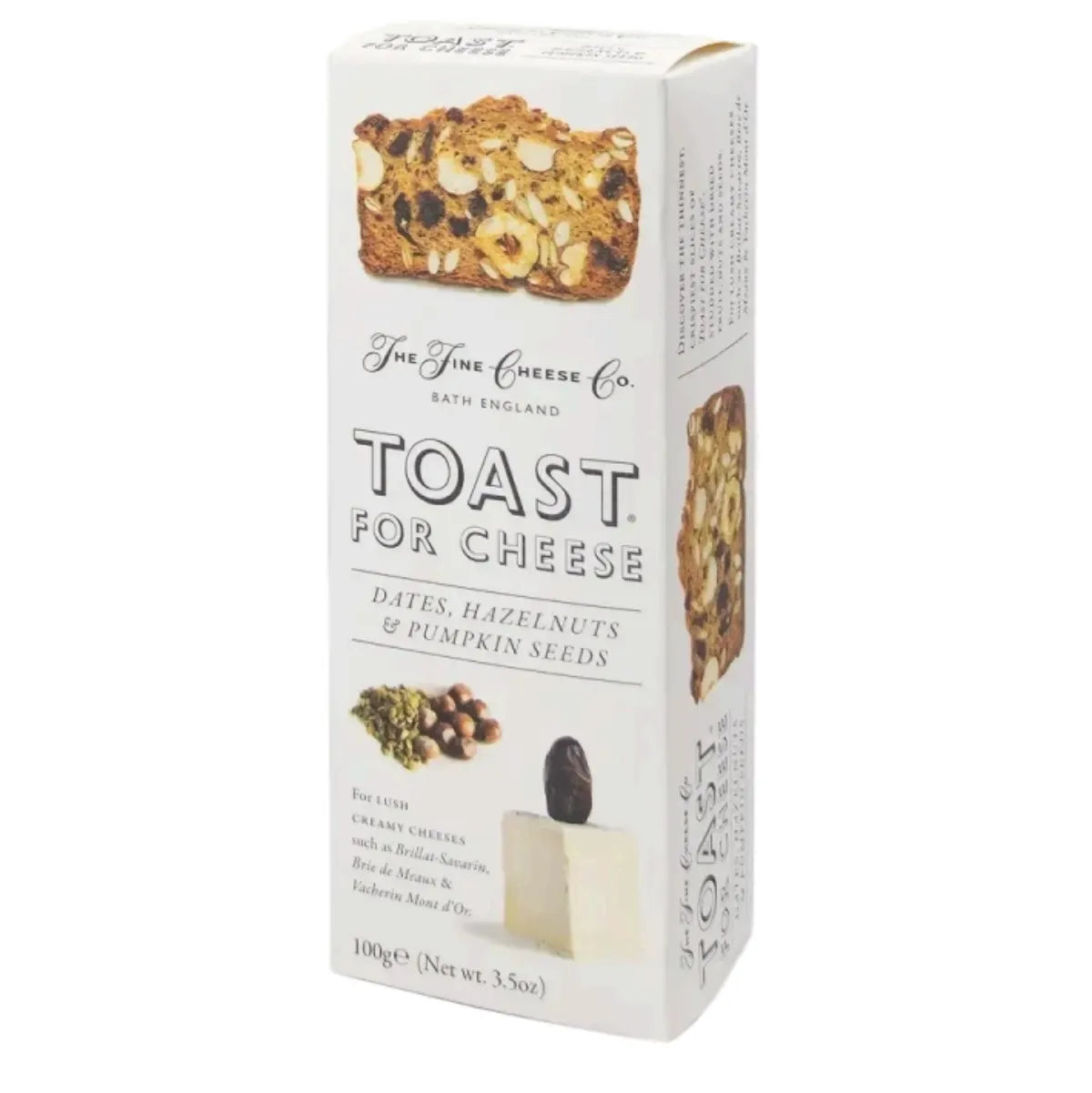 Toast cracker, thin and crispy, made with 55% fruits, nuts, and seeds. Perfect for pairing with creamy cheeses like Chaource and Brie.