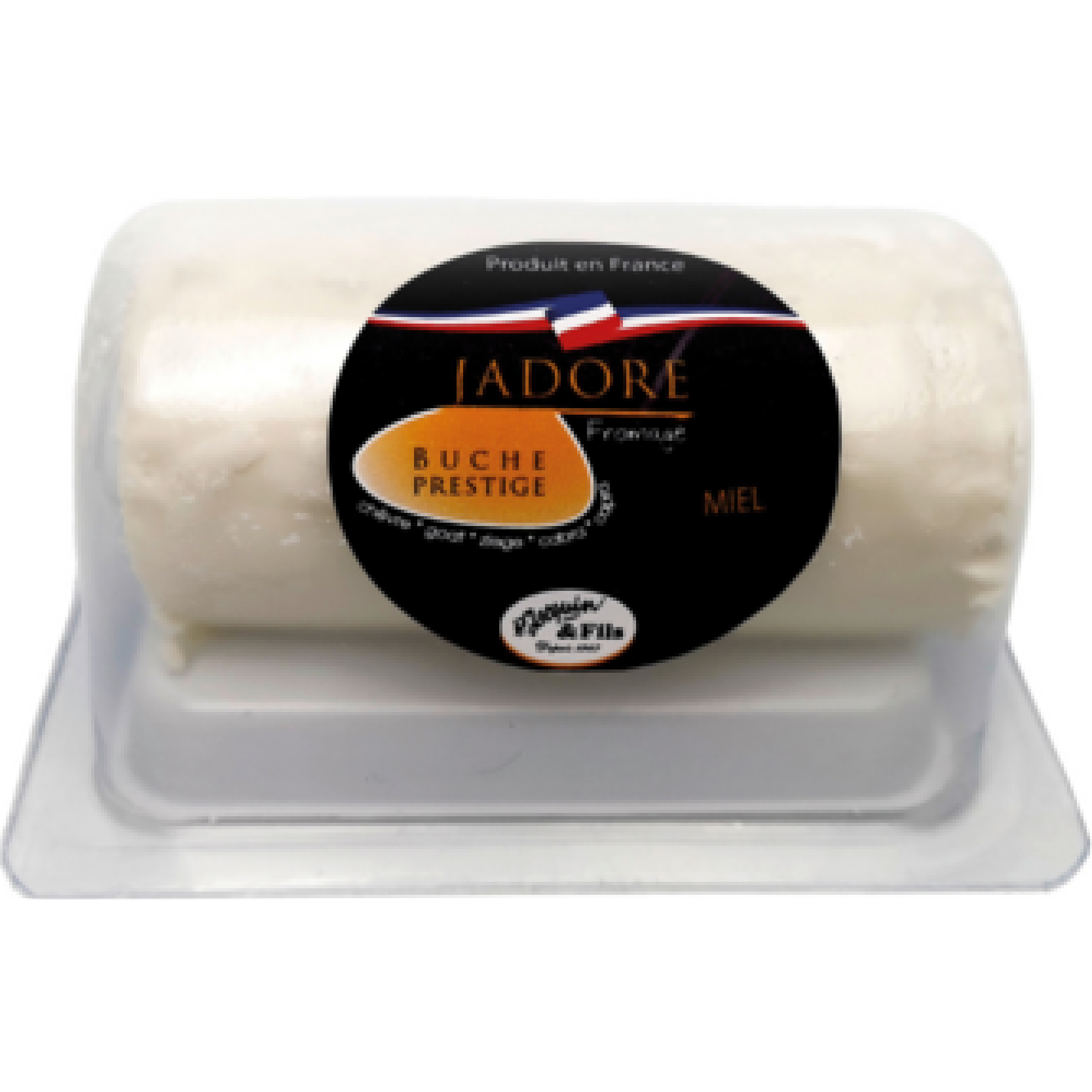 Log-shaped Summer Truffle “Jadore” cheese by Jacquin Père et Fils, showing its creamy interior and natural rind, infused with aromatic summer truffle.