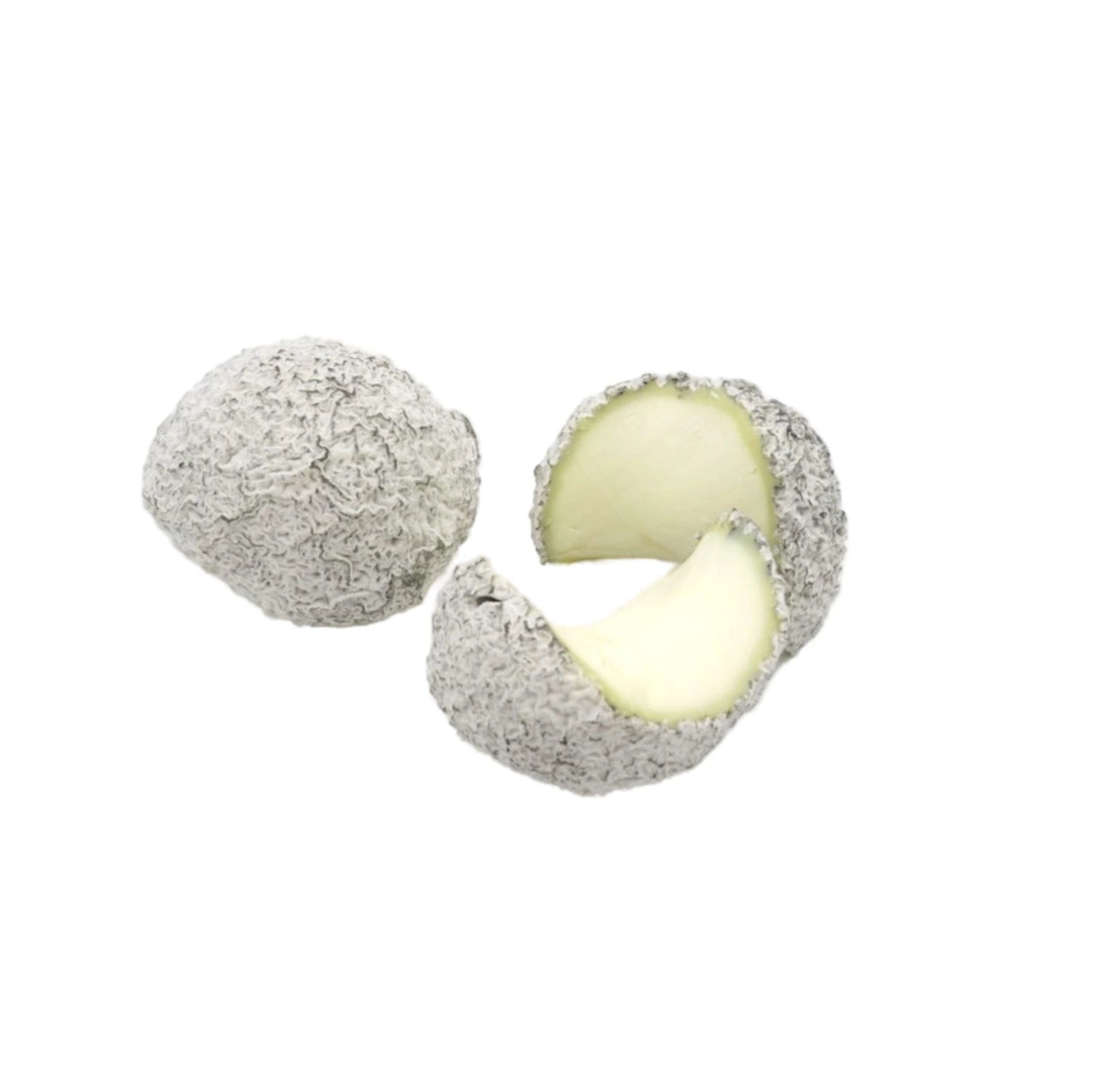 This artisanal cheese is known for its unique maturation process, where a fine ash coating enhances its signature flavor and texture. Each wheel's irregular, truffle-like shape lends to its name, "Truffe Cendrée," meaning "Ash-Covered Truffle" in French.