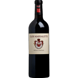 Bottle of Clos Marsalette 2019 Pessac-Léognan red wine – elegant Bordeaux blend showing deep ruby color, silky texture, and refined fruity-spicy aromas.