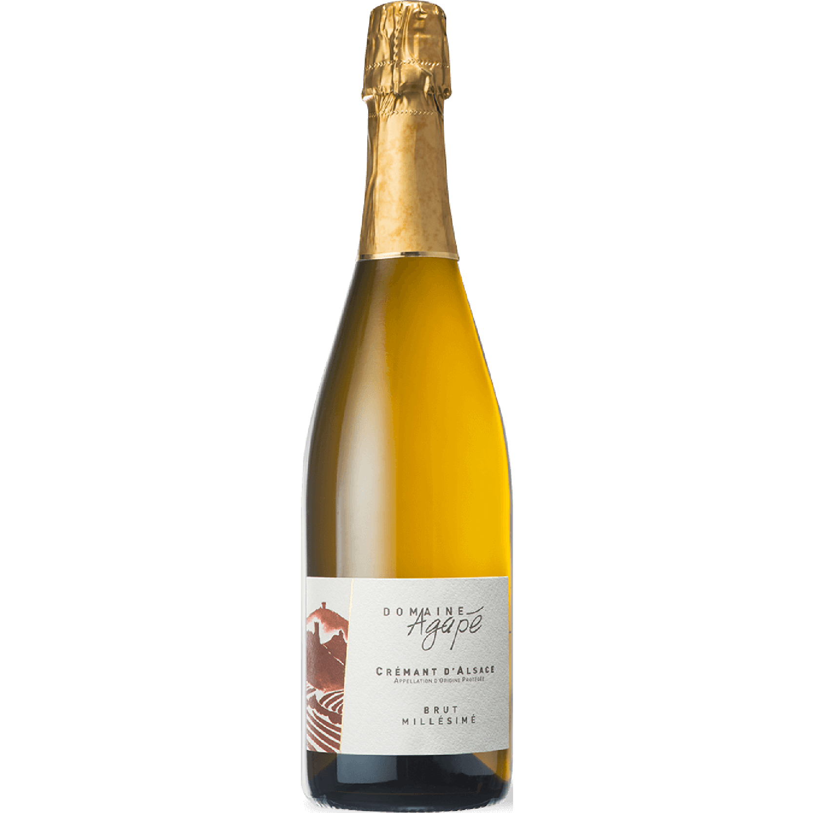 Discover Domaine Agapé Brut Crémant d'Alsace, an elegant traditional sparkling wine with fine bubbles, citrus notes, and a refined finish.