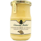 Jar of Dijon Mustard with White Wine Edmond Fallot 210g, smooth French mustard infused with white wine for gourmet cooking and sauces.