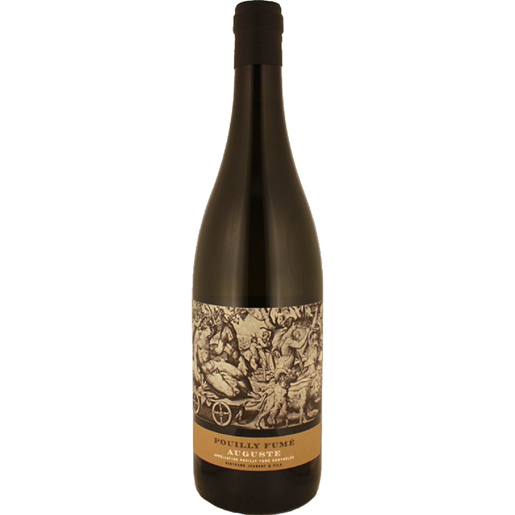 Domaine de Riaux Auguste Pouilly-Fumé AOC white wine bottle made from Sauvignon Blanc with rich citrus, stone fruit, and flinty mineral character.