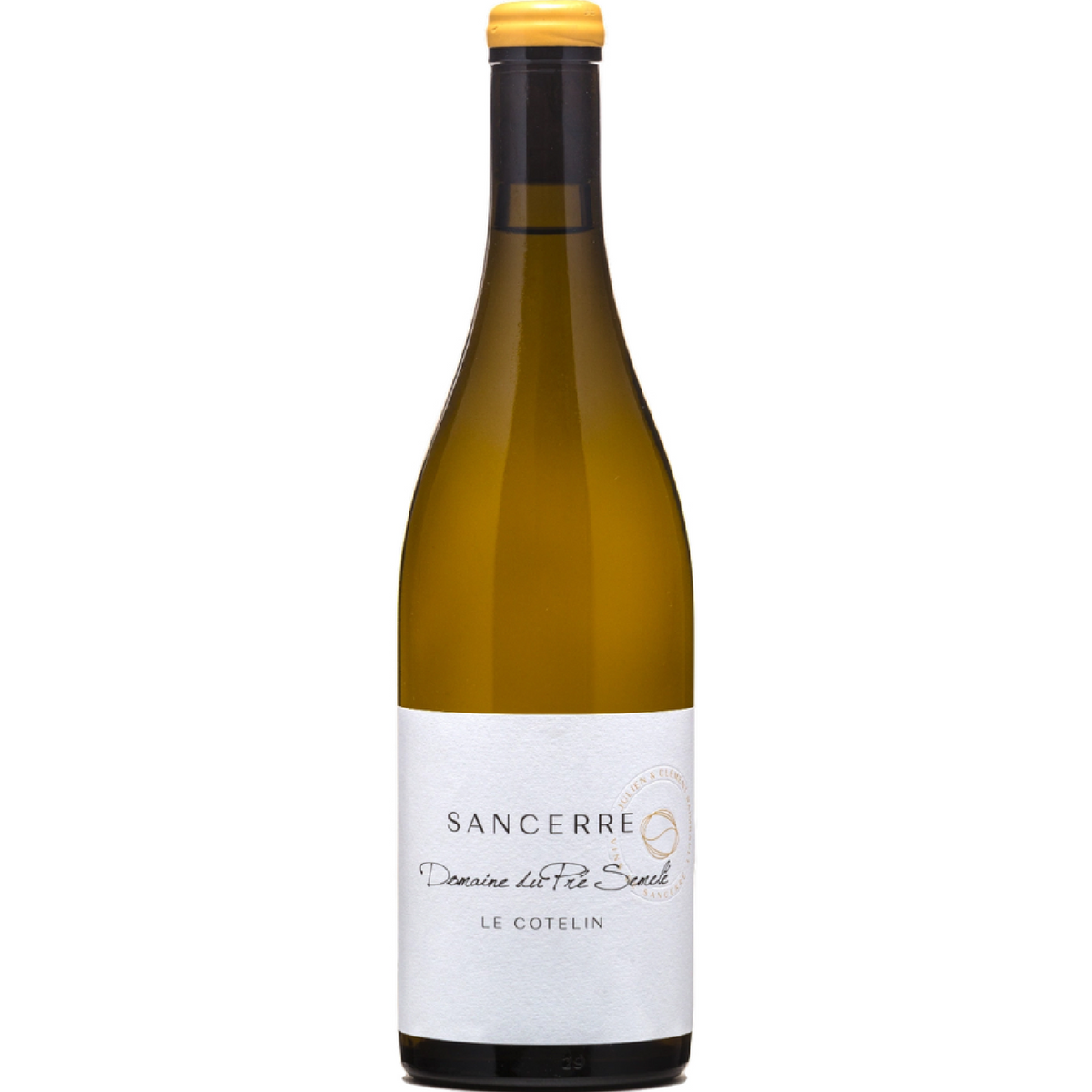 Domaine du Pré Semelé Le Cotelin Sancerre, French Sauvignon Blanc with citrus aromas, green apple, white peach, and refined mineral notes.
