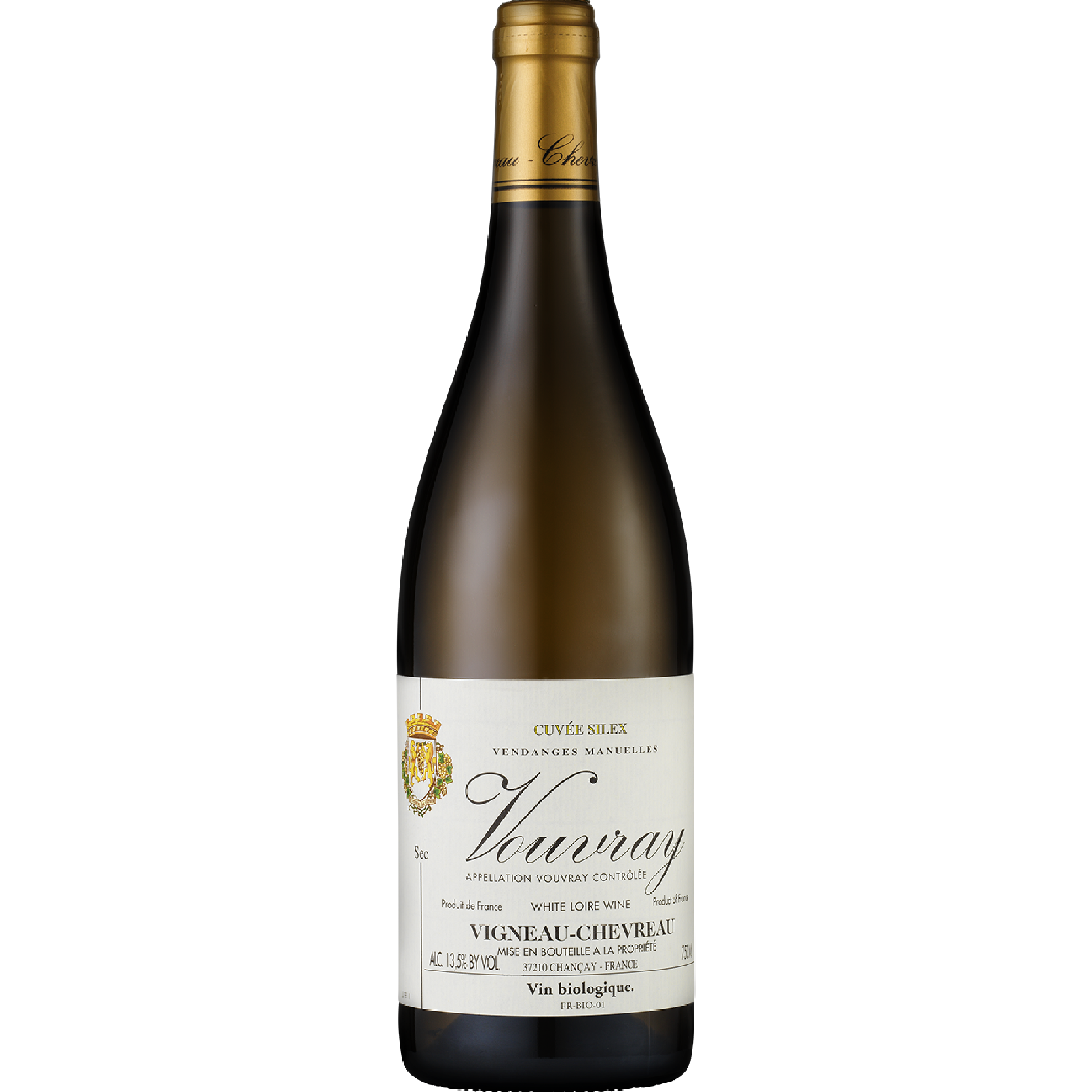 Domaine Vigneau-Chevreau Cuvée Silex 2025 AOC Vouvray white wine made from Chenin Blanc on flint soils with a mineral and elegant Loire Valley style.