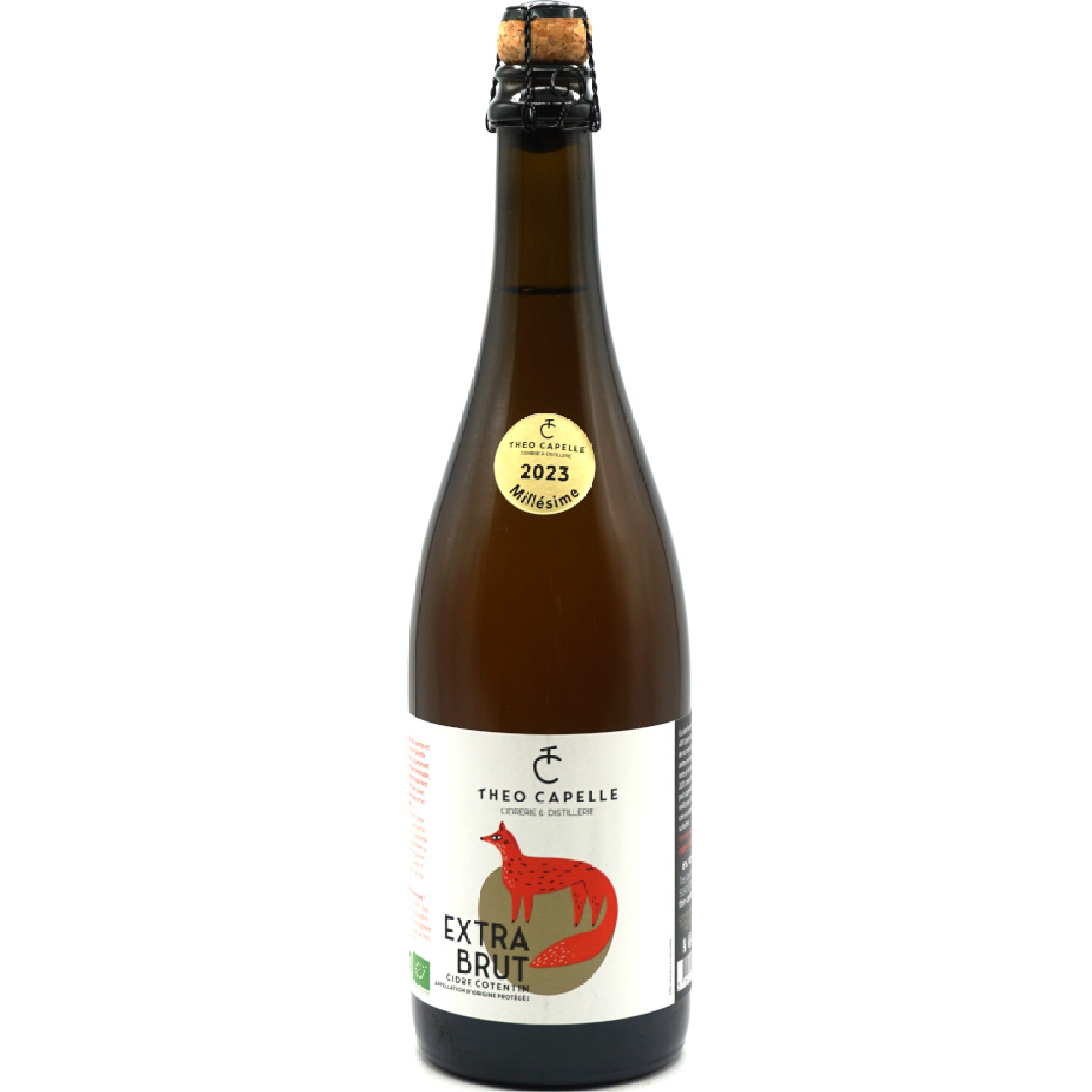 Théo Capelle Extra Brut Cotentin AOP cider, artisanal Normandy cider with crisp apple aromas, fine natural bubbles, and coastal minerality.