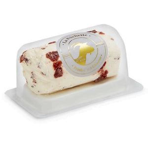 Jacquin flower log, fresh goat cheese rolled in cranberries, with herbal and citrus notes.