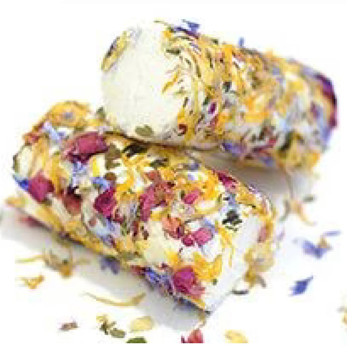 Fresh, creamy goat cheese with a tangy flavor, rolled in edible flowers and herbs. Ideal for elegant appetizers and refined salads.