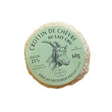 Crottin de Chèvre Blanc is a classic French goat cheese known for its distinctive characteristics and rich flavor profile. Typically shaped into small cylindrical forms weighing between 60 and 90 grams, this cheese is made from raw goat's milk and is celebrated for its creamy texture and tangy taste.
