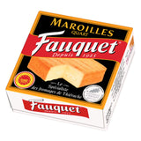 Maroilles Fauquet, artisanal AOP cheese from the North of France, with an orange rind and creamy paste, featuring a refined and robust flavor, perfect for cheese boards.
