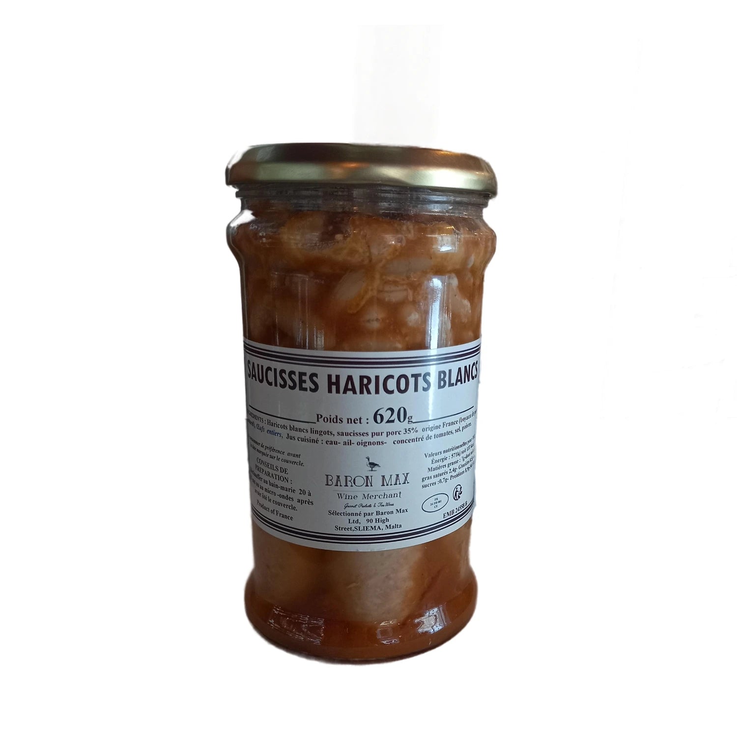 sausages and white beans, showcasing juicy sliced sausages nestled among creamy white beans in a rich sauce. The dish is garnished with fresh herbs, emphasizing its homemade comfort food appeal