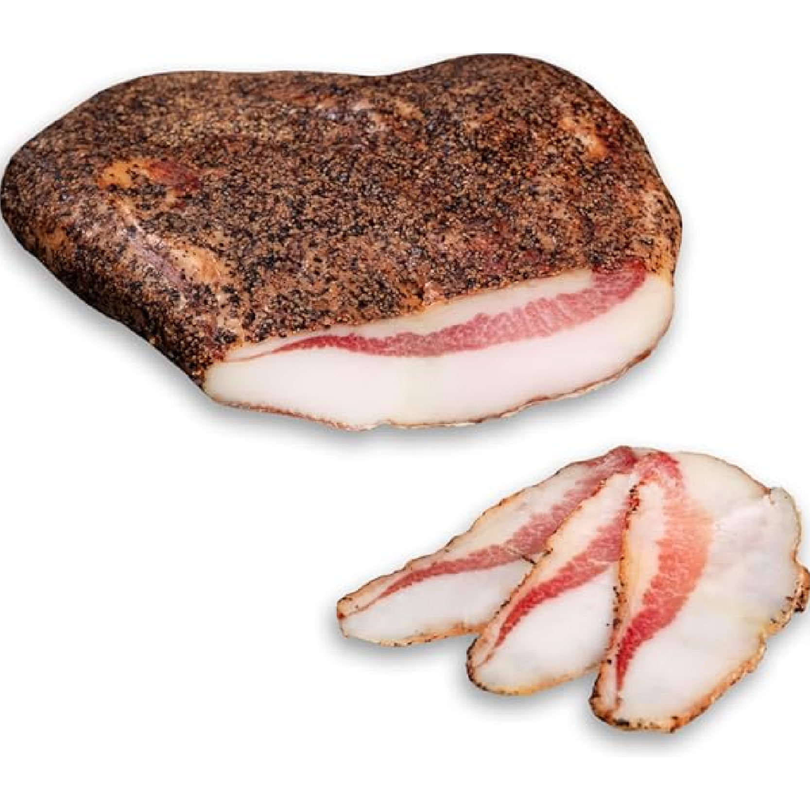 Guanciale AOP Terre Ducali – Italian cured pork jowl with delicate marbling and rich flavor, perfect for authentic pasta dishes.