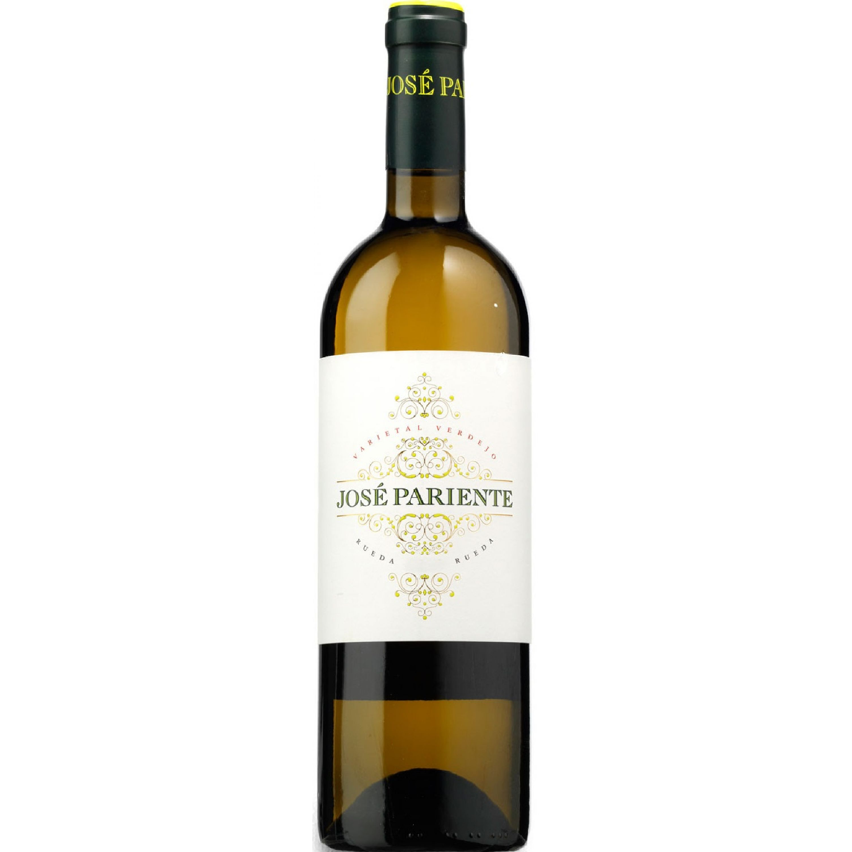 José Pariente Verdejo DOC Rueda white wine bottle, elegant Spanish Verdejo showcasing freshness, citrus aromas, and mineral character from Rueda.