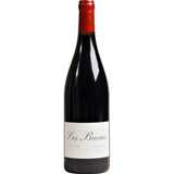 Bottle of Les Brunes – Domaine des Creisses, a premium Languedoc red wine made from Cabernet Sauvignon, Syrah, and Mourvèdre. Deep purple color with violet reflections, rich aromas of black fruits, spices, and vanilla. A bold, structured, and age-worthy wine.