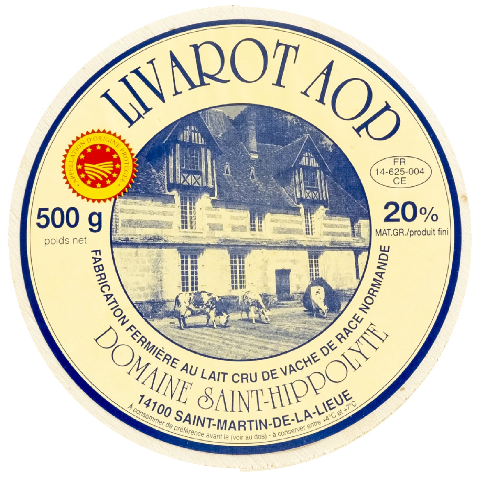 Livarot AOP cheese from Normandy, known for its creamy texture and strong aroma. Ideal for cheese boards and pairs well with red wine or cider.