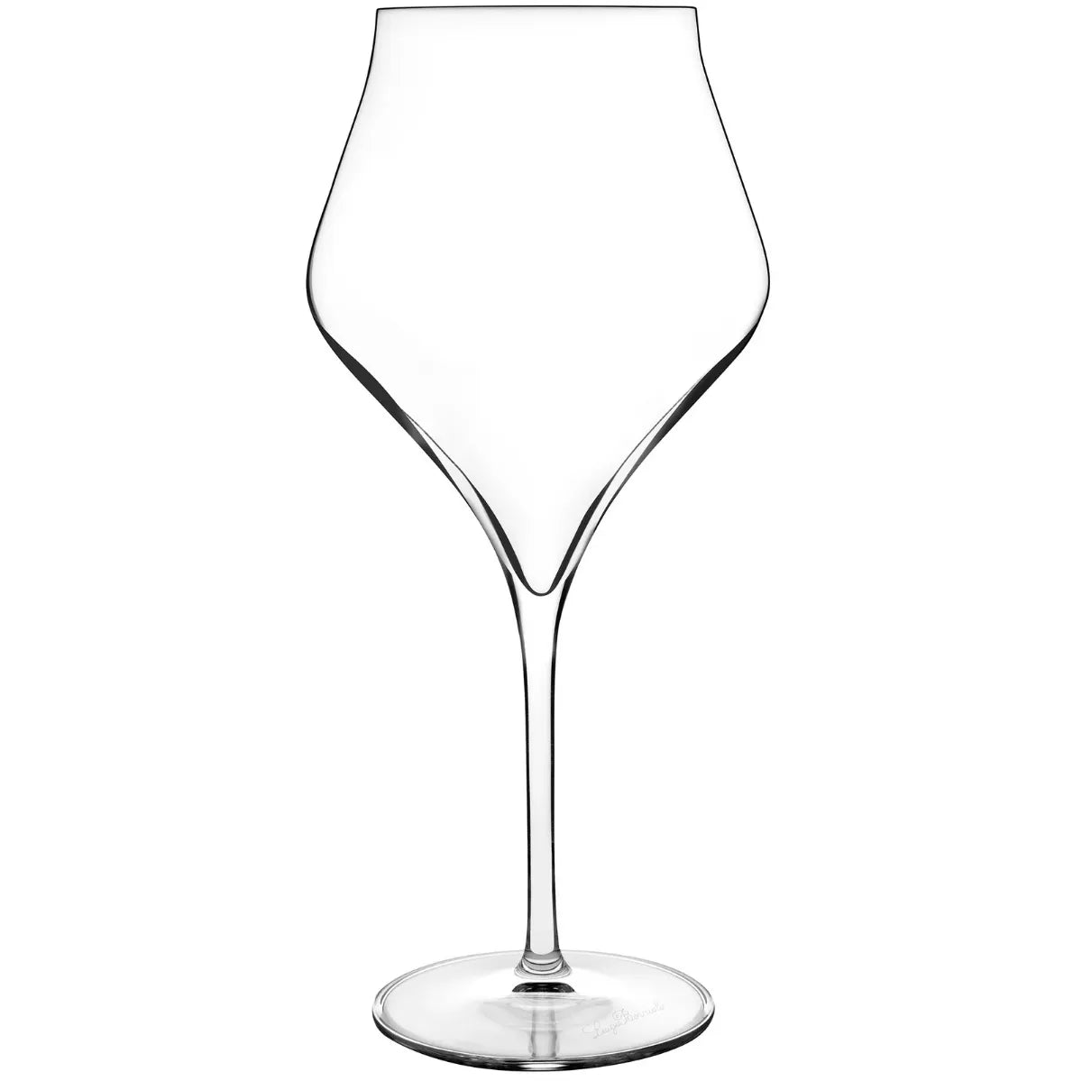 Elegant Luigi Bormioli Supremo Burgundy wine glasses, 22oz capacity, designed to enhance the bouquet and flavor of red wines with their large, rounded bowls.