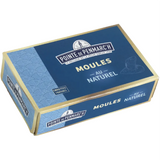 Old-fashioned mussels in brine, 111g tin by Pointe de Penmarc’h, premium Breton seafood delicacy ready to eat.