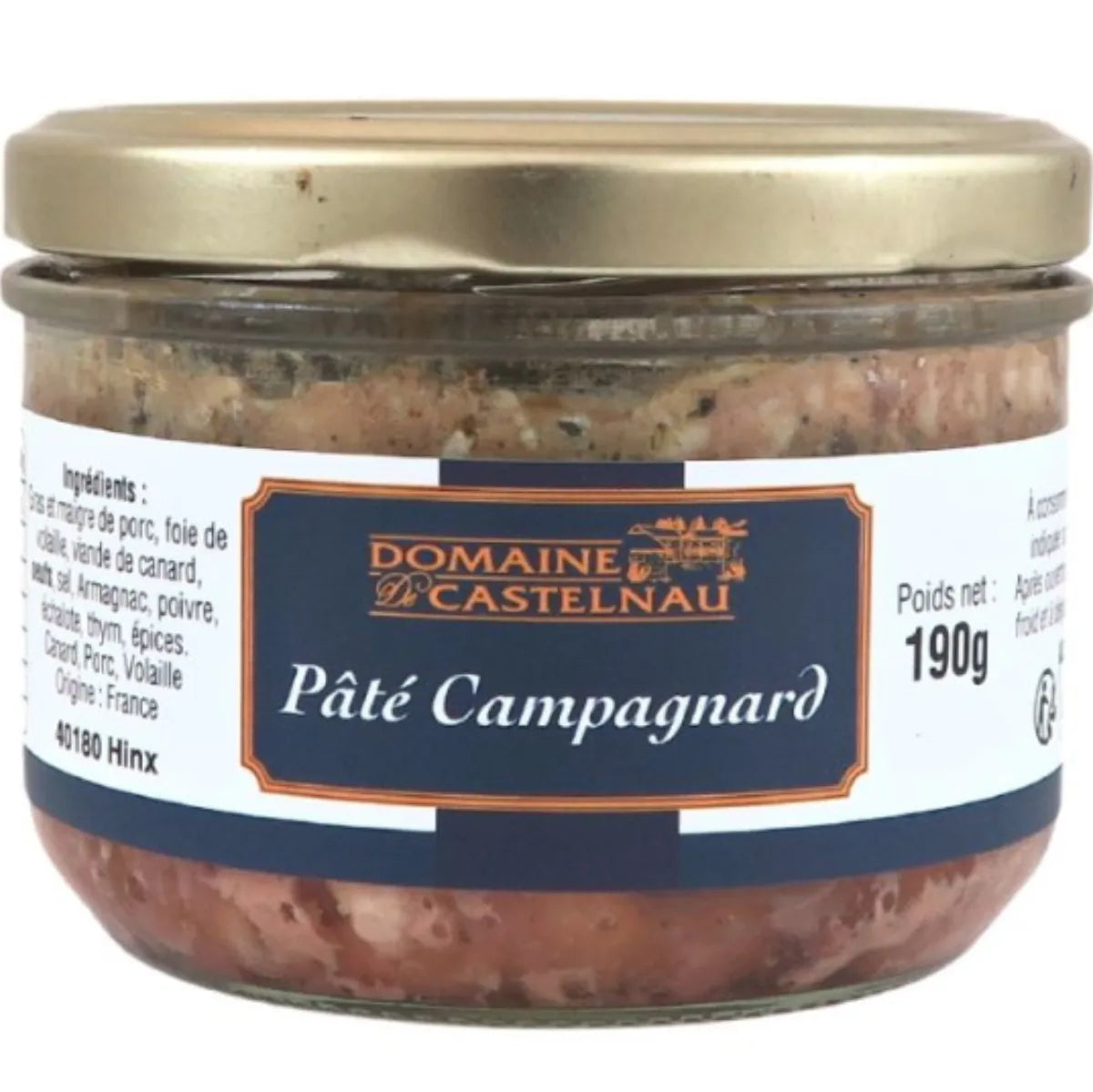 Traditional country-style pâté crafted with rustic pork and aromatic spices for an authentic, hearty flavor. A timeless classic, perfect for picnics, charcuterie boards, or a simple gourmet moment.