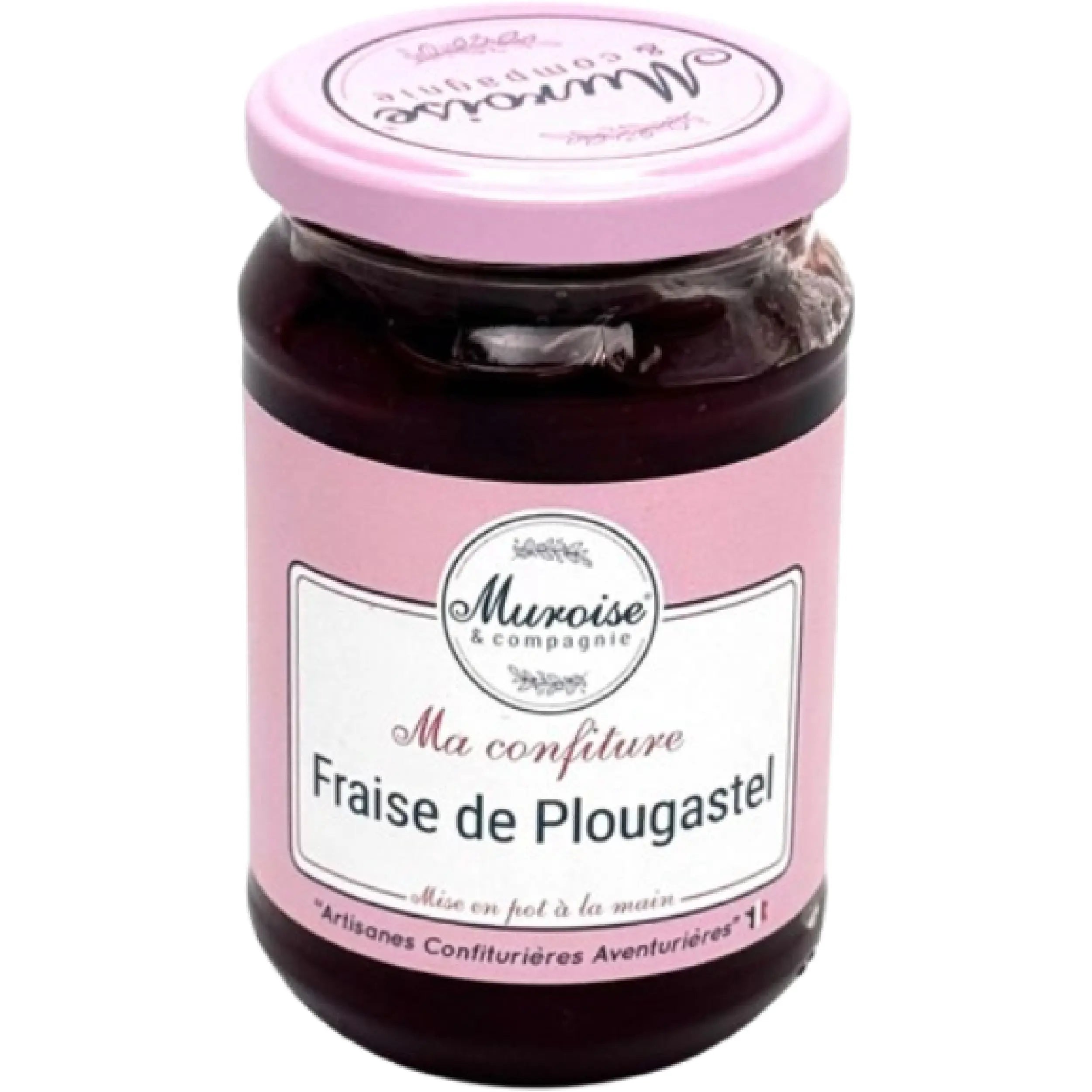 Jar of Plougastel Strawberry Jam Domaine de Baudry 350g, authentic French strawberry preserve with rich fruity flavor and smooth texture.