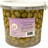 Provençal pitted green olives 2kg, Mediterranean olives seasoned with herbs, ideal for tapas, charcuterie boards, and gourmet appetizers.