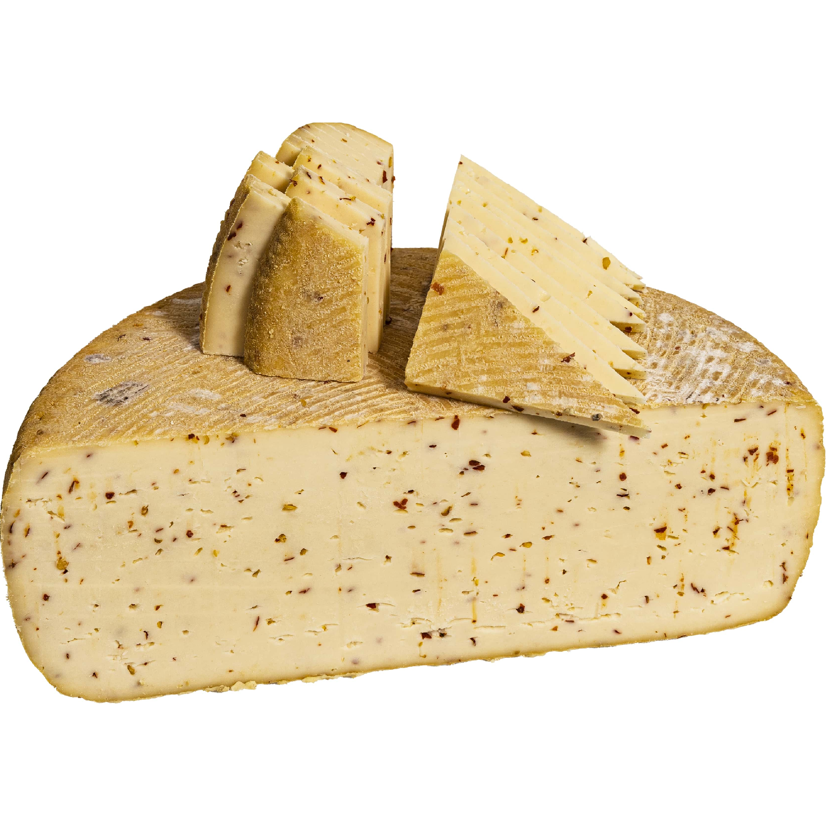 Chili Pepper Raclette Cheese from Savoie IGP, 1Kg – raw milk raclette with a creamy texture and mild spicy flavor.
