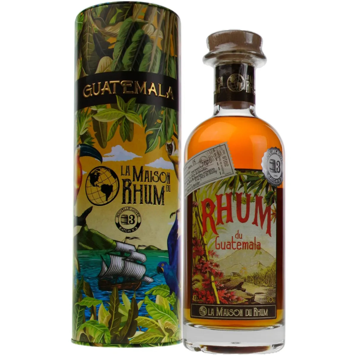 Rhum Vieux La Maison du Rhum Guatemala, a limited edition with aromas of ripe banana, caramel, vanilla, and sweet spices. An elegant and refined rum aged in bourbon casks.
