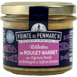 Red mullet rillettes with Breton saffron and Roscoff pink onions by Pointe de Penmarc’h, 100g jar, gourmet Breton seafood spread.