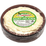 Saint-Félicien soft cheese in ceramic cup – creamy French delicacy from Rhône, rich texture and elegant flavor, perfect for cheese lovers