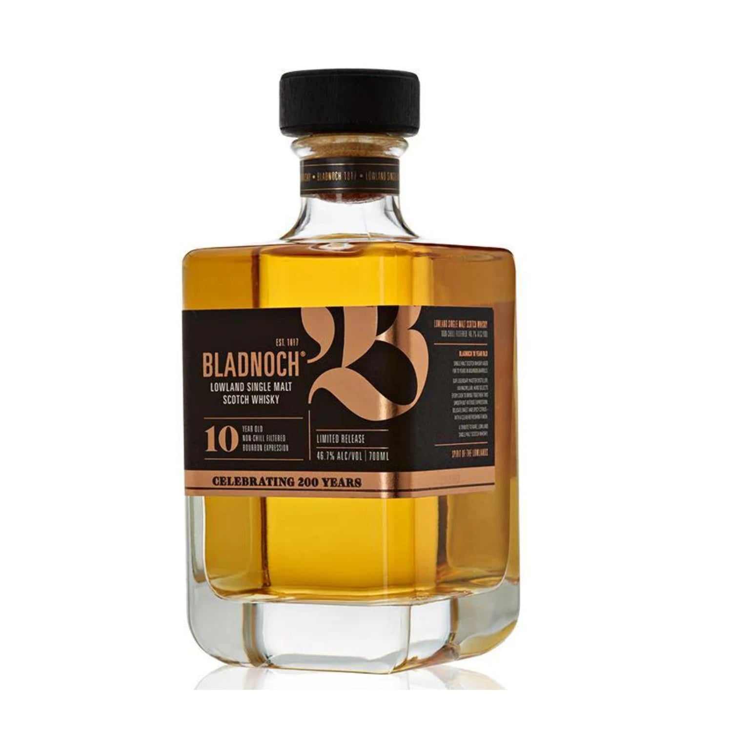 This carefully crafted Bladnoch 10 Year Old single malt showcases the distillery's expertise in producing complex and harmonious whiskies. The decade spent in bourbon casks has imparted delightful fruit, spice and vanilla notes, all delivered at a robust 46.7% ABV. 