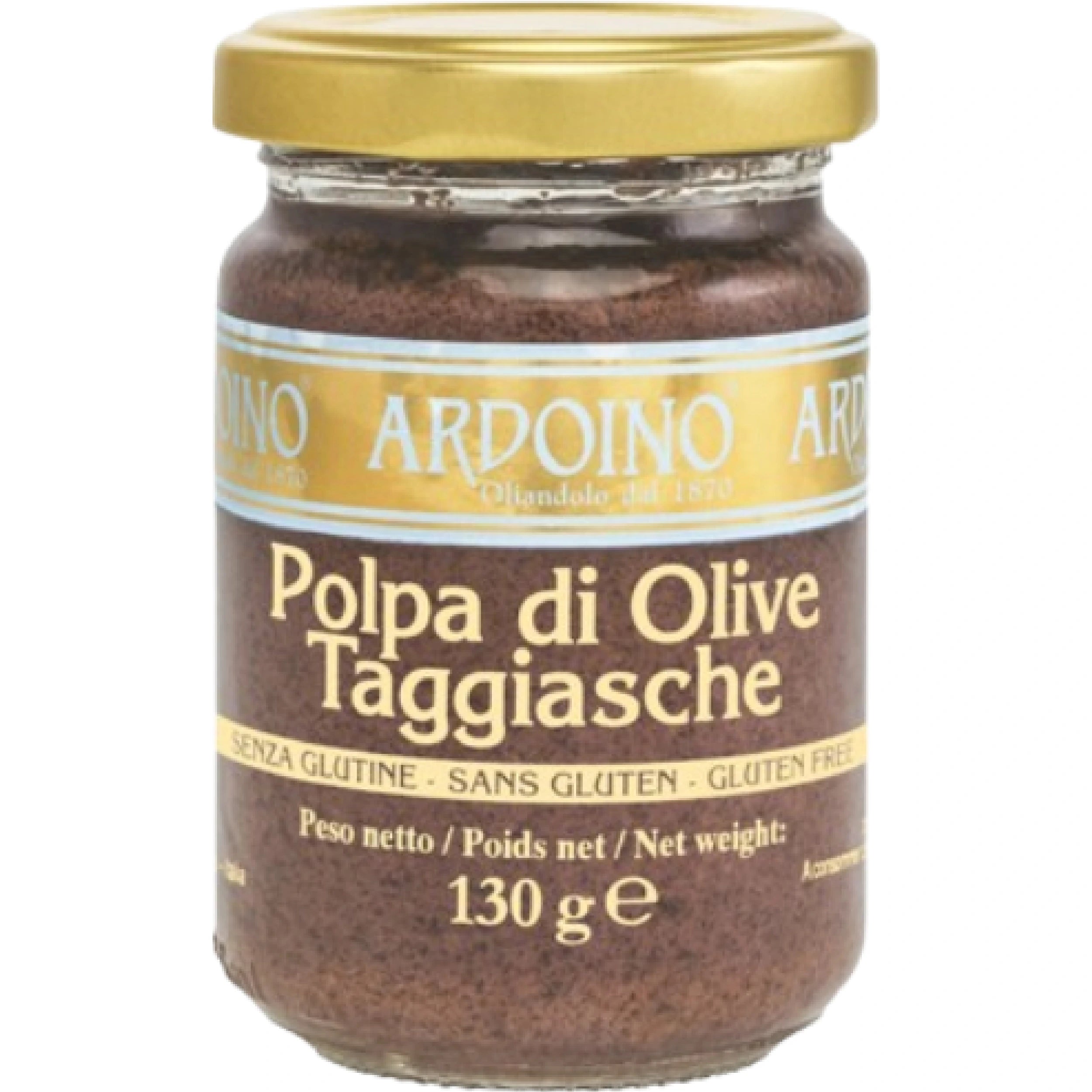 Taggiasca Olive Pulp 130g, smooth Italian olive spread ideal for bread, pasta, charcuterie boards, and Mediterranean cuisine.