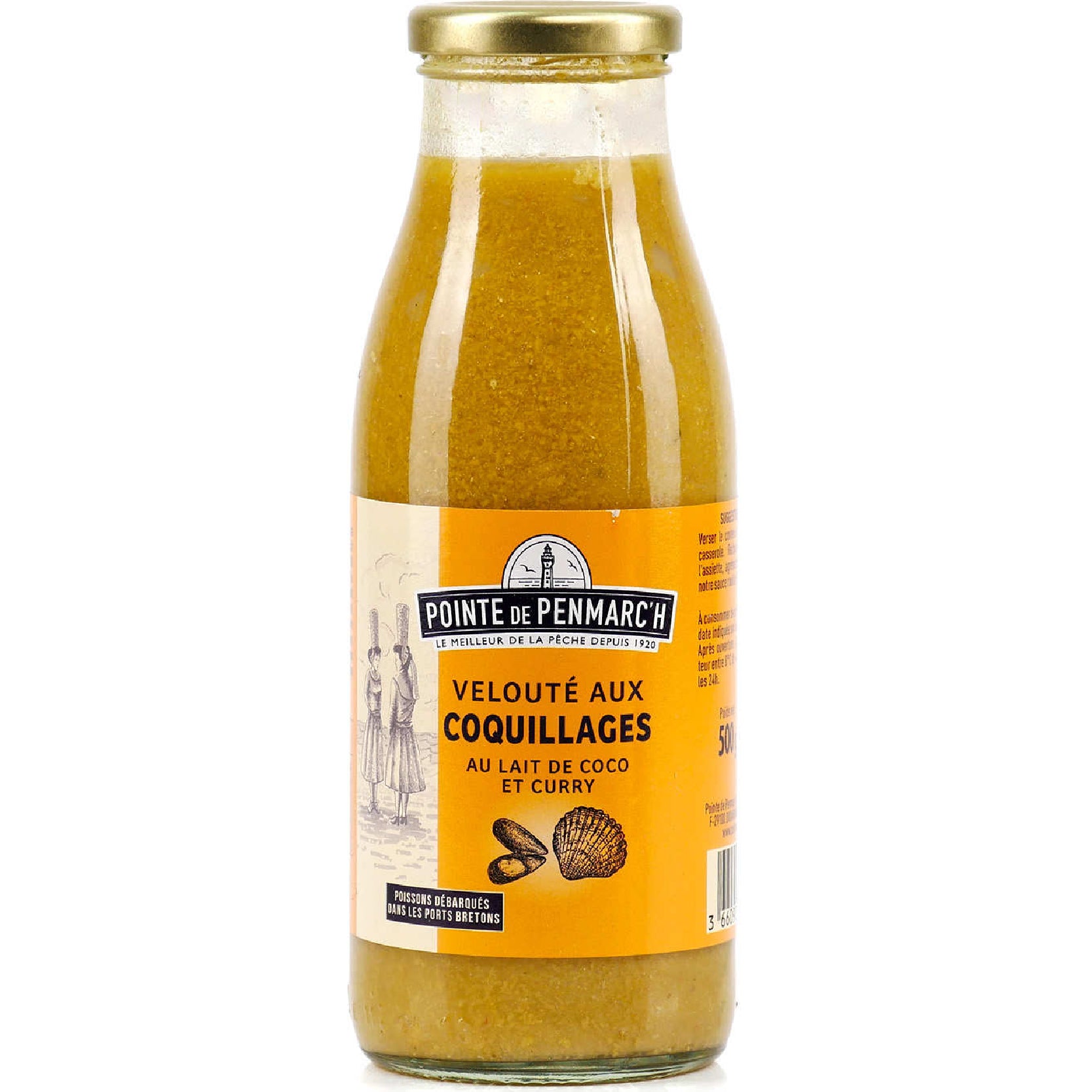 Image of Shellfish Curry Coco Soup by Pointe de Penmarc’h, 50cl glass bottle, creamy golden velouté with coconut and curry flavour.