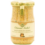 Jar of Whole Grain Mustard with White Wine Edmond Fallot 210g, textured French mustard with whole seeds and delicate white wine flavor.