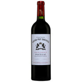 A bottle of Château Grand-Puy Ducasse Pauillac 2014, a premium Bordeaux red wine known for its rich, full-bodied profile, complex bouquet of cedar, tobacco, and black fruit, and sustainable viticulture practices. Perfect for aging and pairing with rich meats and mature cheeses.