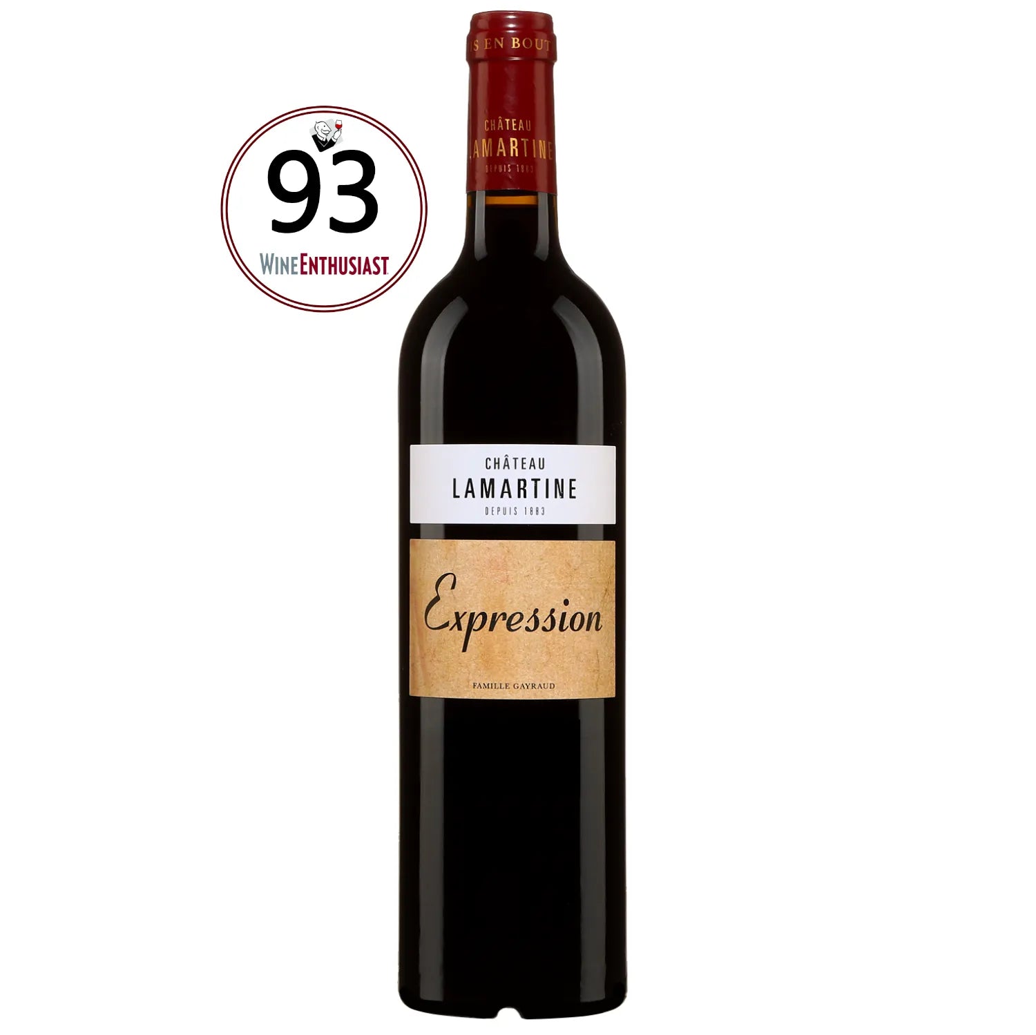 The "Expression" 2018 from Château de Lamartine is an exemplary Cahors wine presented in an elegant and sophisticated 0.75L bottle. The bottle itself features a classic silhouette with a deep punt and a premium cork closure, emphasizing the wine's high quality and traditional craftsmanship. The label is sleek and refined, perfectly reflecting the prestigious heritage of the Château de Lamartine.