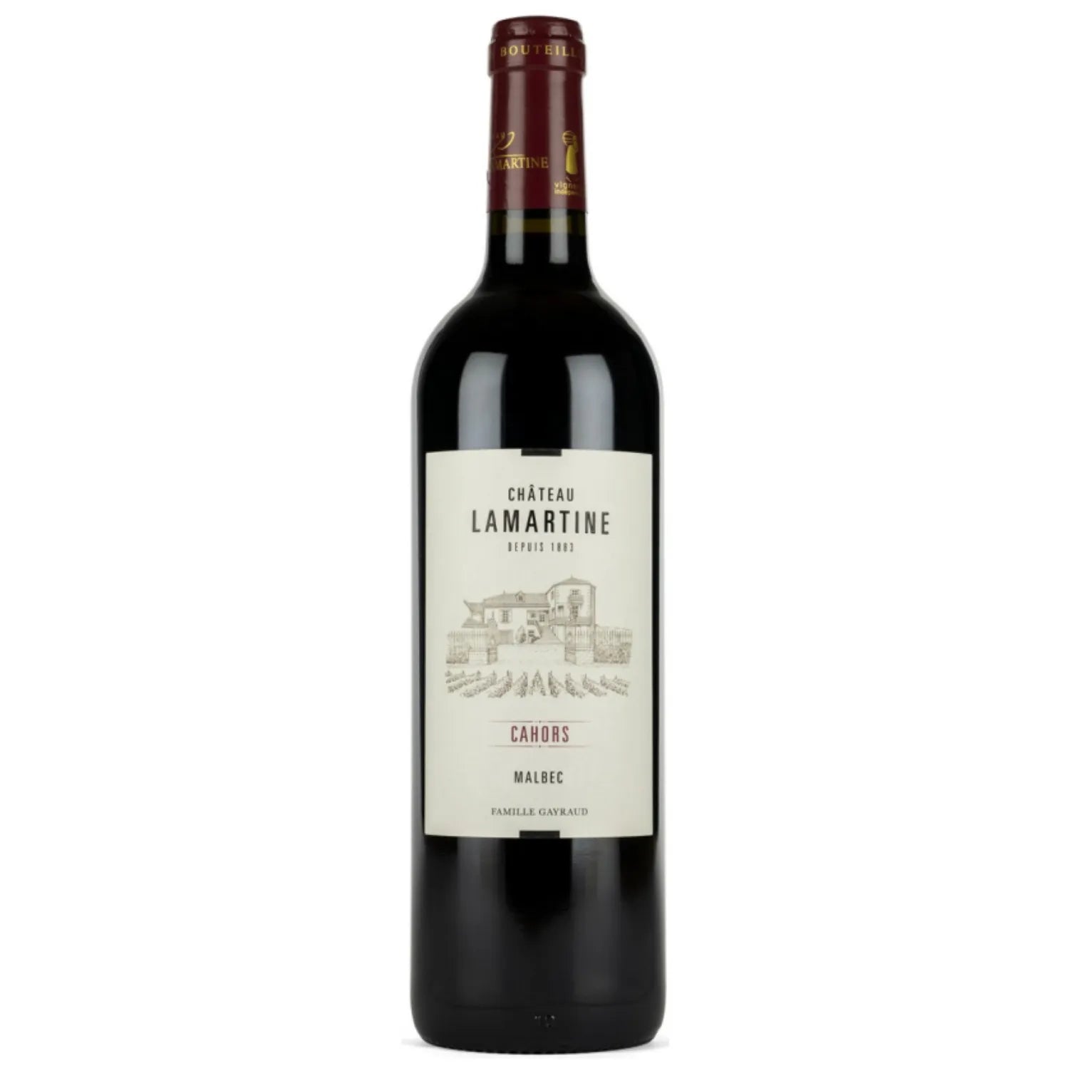 The Cahors 2019 from Château Lamartine is a testament to the rich winemaking heritage of the Cahors region. This vintage, composed primarily of Malbec with a touch of Tannat, offers a full-bodied and richly aromatic experience. The wine is presented in an elegant 0.75L bottle, featuring a classic design that underscores its quality and traditional craftsmanship.